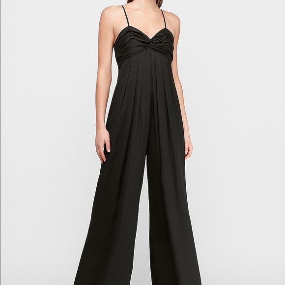 Express Pants - Express Pleated Twist Front Wide Leg Jumpsuit